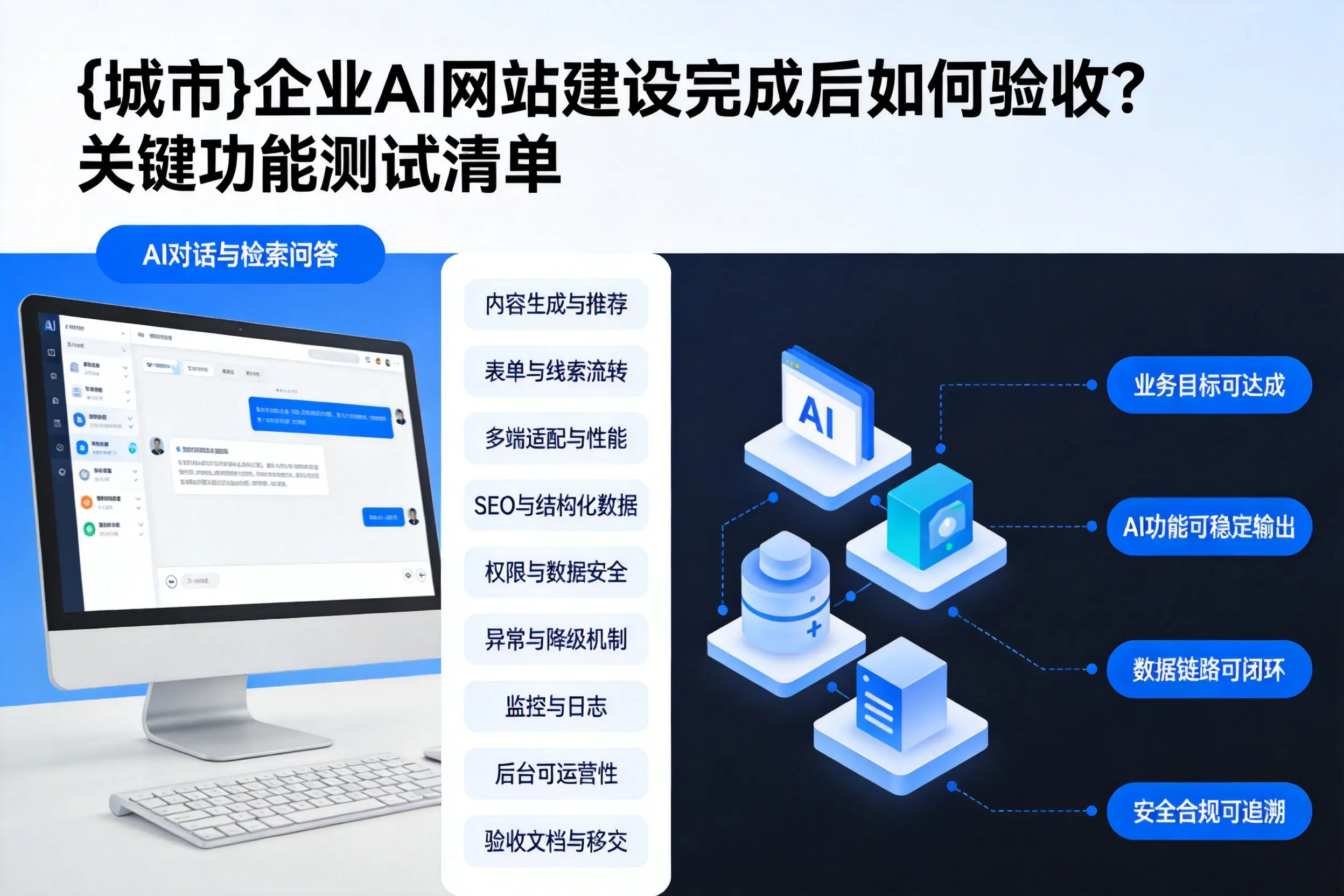 玉树企业AI网站建设完成后如何验收？关键功能测试清单