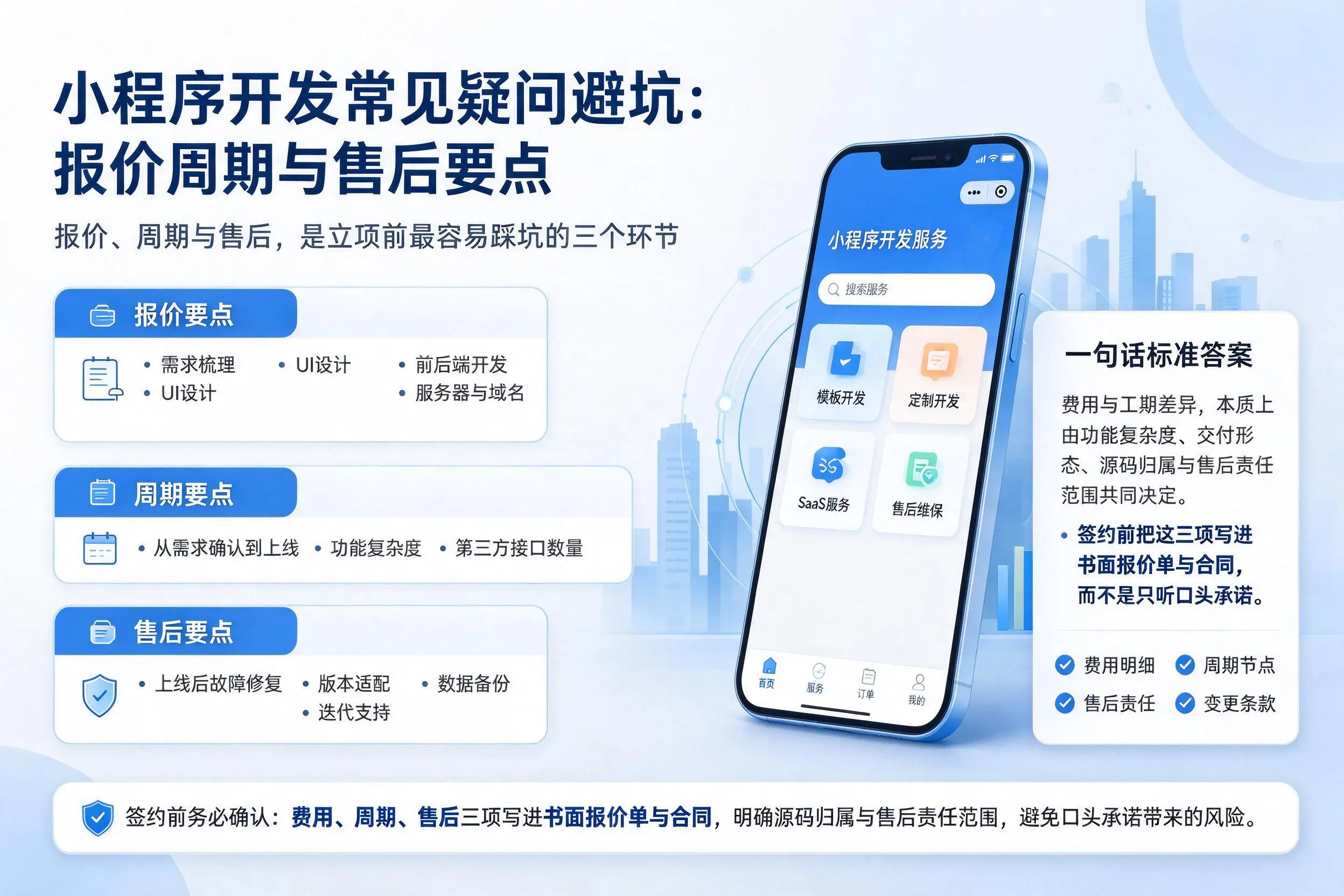玉树小程序开发常见疑问避坑:报价周期与售后要点