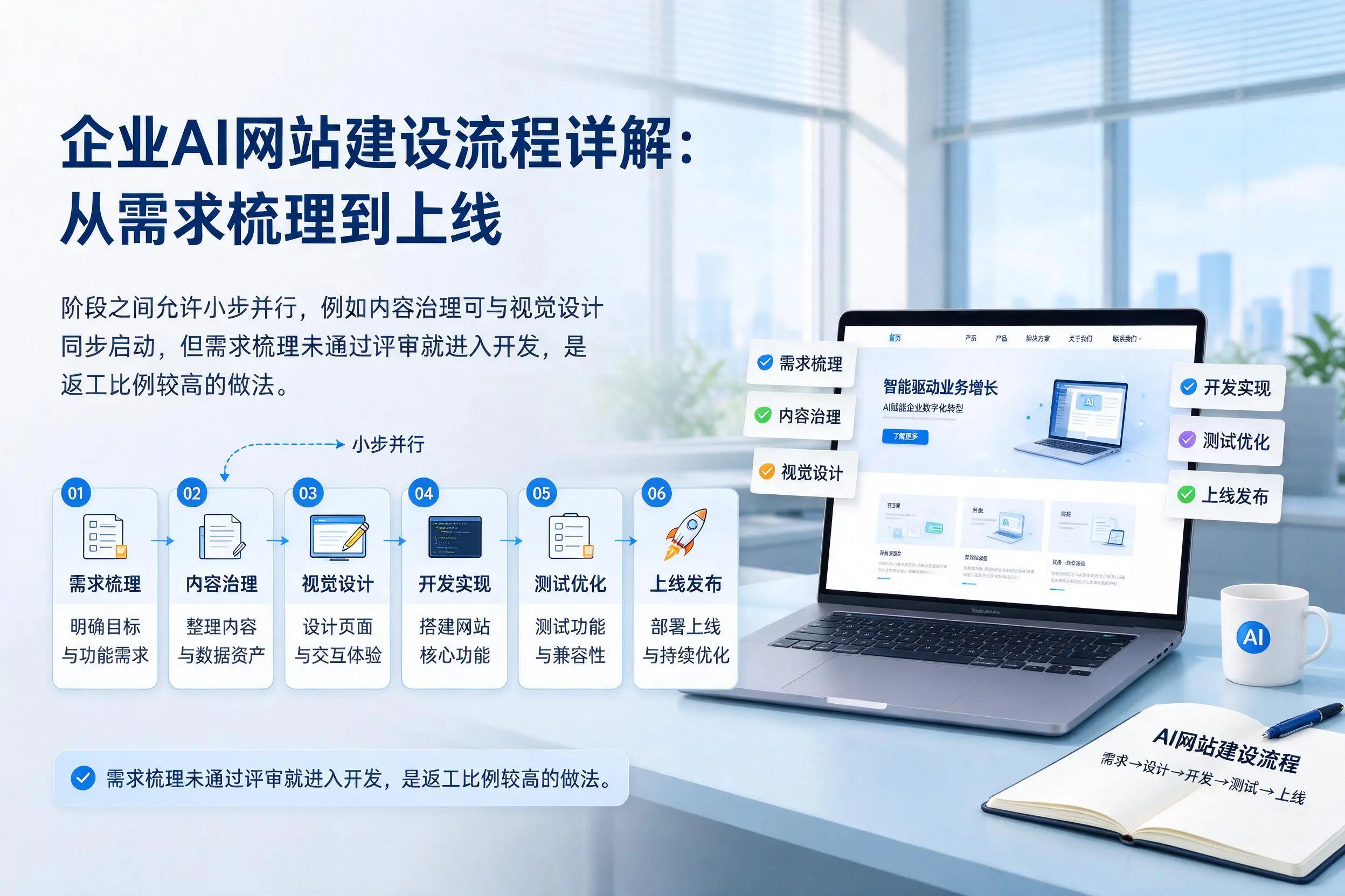 玉树企业AI网站建设流程详解:从需求梳理到上线