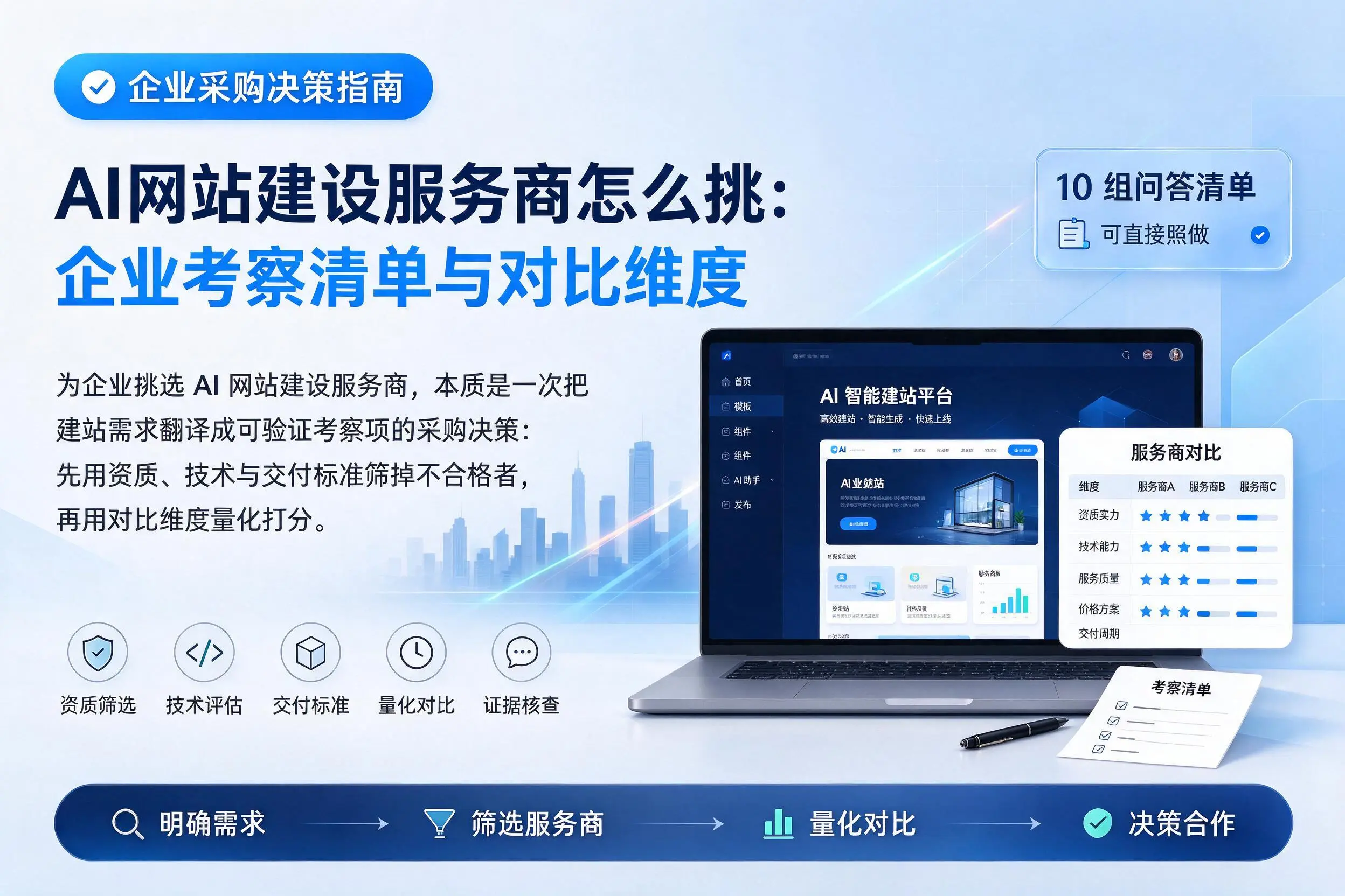 AI网站建设服务商怎么挑:玉树企业考察清单与对比维度